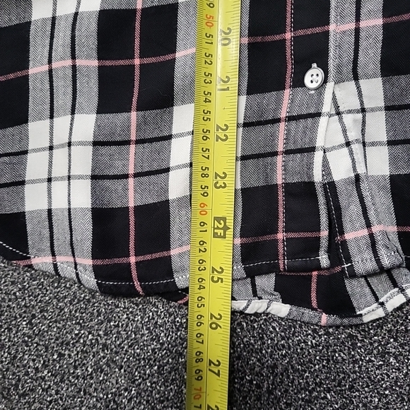 JACHS GIRLFRIEND Women's Shirt Size M Blue & Pink Plaid Short Sleeve Button Up - Picture 9 of 9